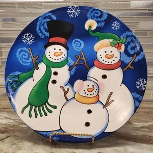 Vigor  Snowman Christmas Holiday Dessert Ceramic 12.50" Plate